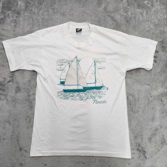 Vtg Screen Stars Foiled Again Boating Single Stitch T-Shirt Size L - Picture 1 of 14